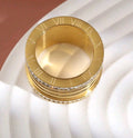 Stainless steel gold roman luxurious ring - 7