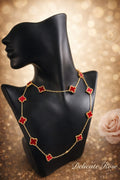 Stainless steel gold and red Vancleve long dbl layer necklace