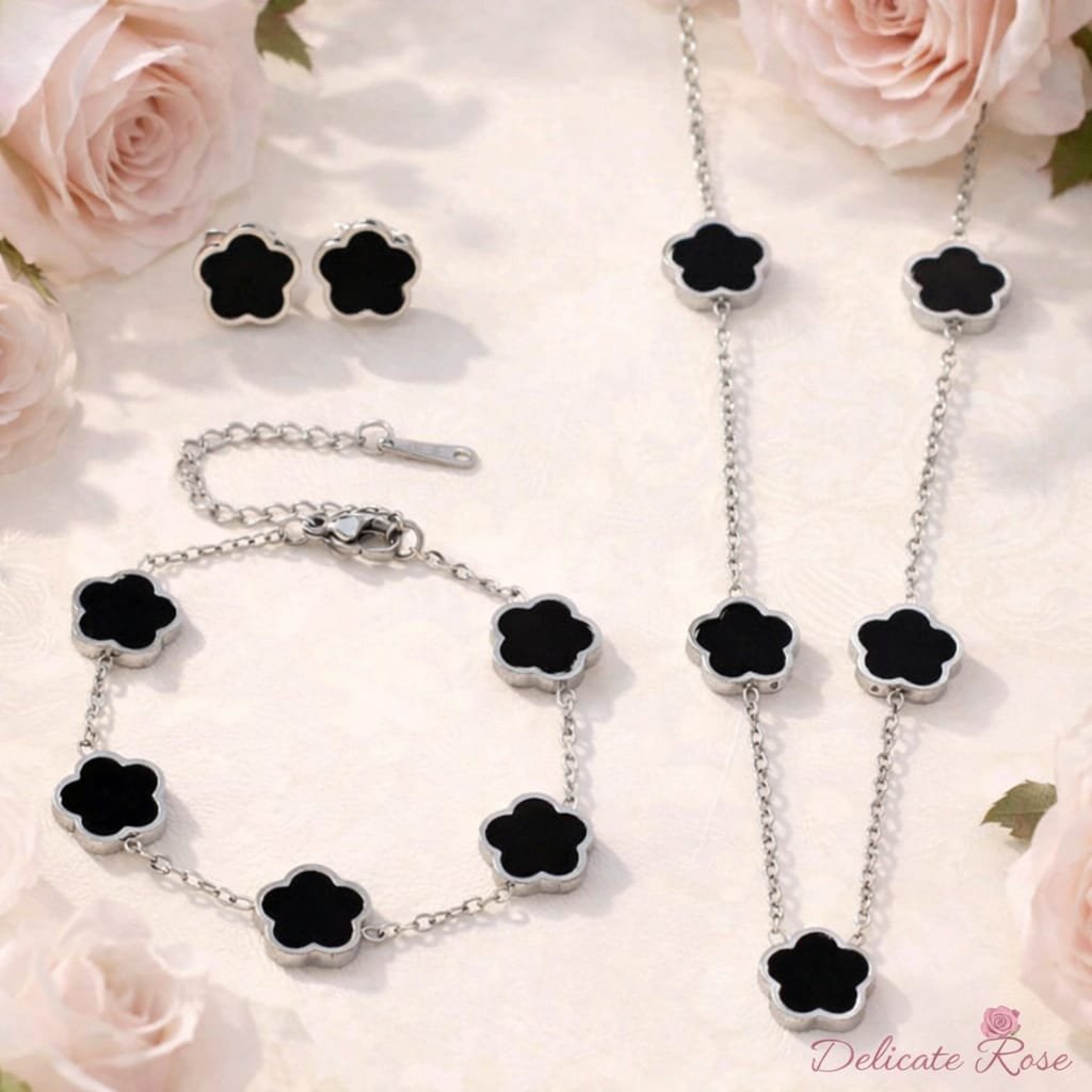 Stainless steel silver and black vancleve cleve set