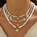 3 pcs Boho mermaid polymer clay beaded layerd necklace