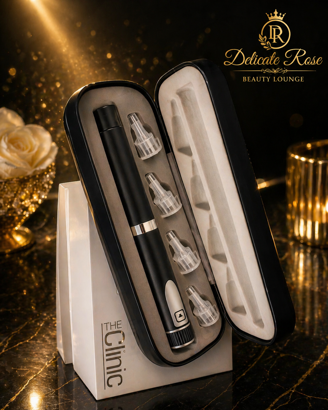 The Clinic Black reusable pen case with needles