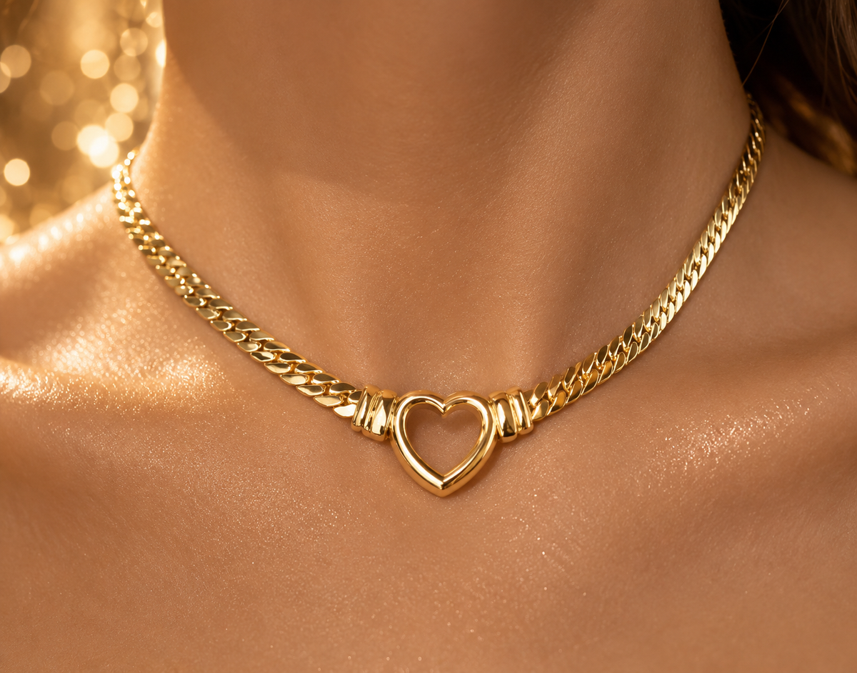 Stainless steel snake heart pendant chain