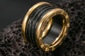 Stainless steel gold and black bulky ring size 7
