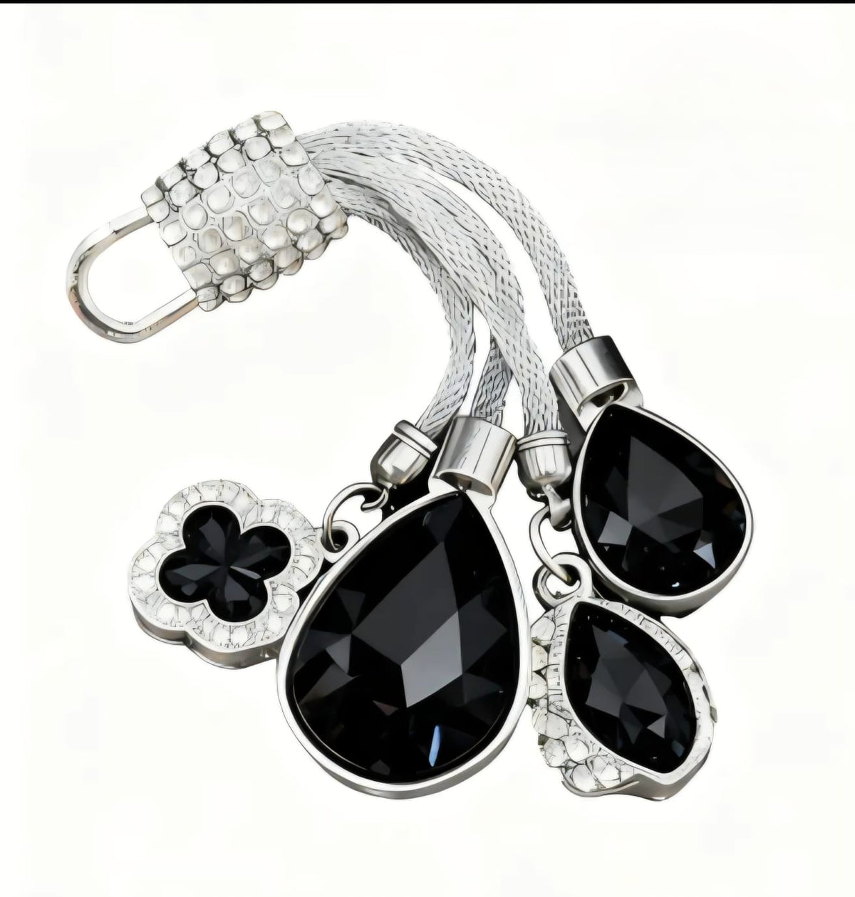 Shimmering keychain with pendant set.