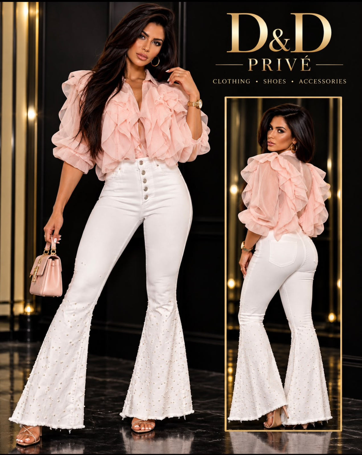 Blush Pink Voluminous Ruffle Blouse