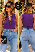Casual Lace Sleevless T- Shirt Purple