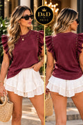 Burgandy Cotton Beaded T- Shirt
