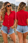 Womand Shirt Collar Red