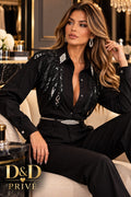 Elegant Shiny Decor french Style Long Sleeve Blouse