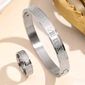 Stainless steel silver LV set ladies