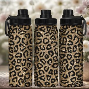 Stainless steel Leopard print water bottle. Designed for HOT and COLD